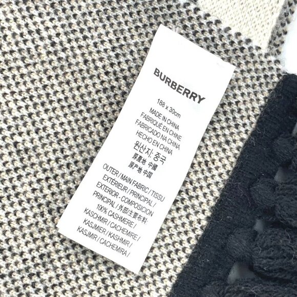 BURBERRY 8021740 border logo fringe Scarf Cashmere - Picture 7 of 9